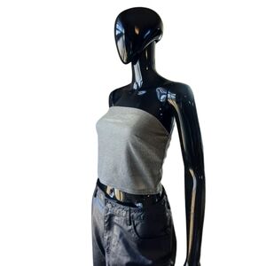 Y2K Style Silver Metallic Cropped Tube Top | wild fable | Size Small